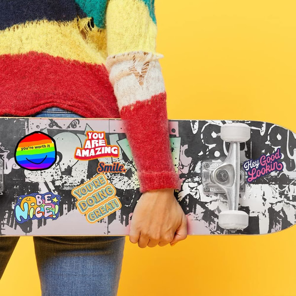 Inspirerende klistermærker med 50 ark vinyl-klistermærker til merchandise, bærbare computere, computere, skateboards og rejsekufferter