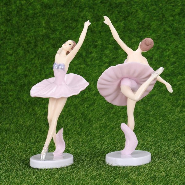 3 st balettfigurer plast bordsdekoration handgjorda figurer rosa dansare