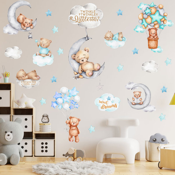 Stars and Clouds Wall Stickers, Balloons, Peel and Stick Wall Dec