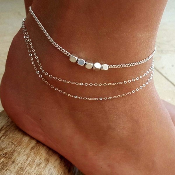 Beach fodlænke Sølv perler armbånd fod smykker til kvinder og gi