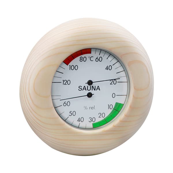Bastutermometer och hygrometer i syntetiskt hår och träram