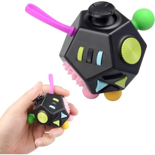 Stressaflastende legetøj 12 sider Fidget Angst Stressaflastning Cube D