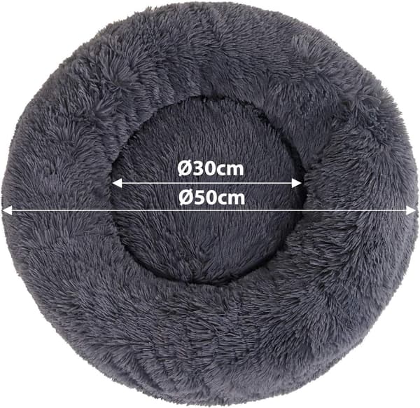 Rund hundkorg kattkudde munkkorg Ø 50 cm (M) Mörkgrå