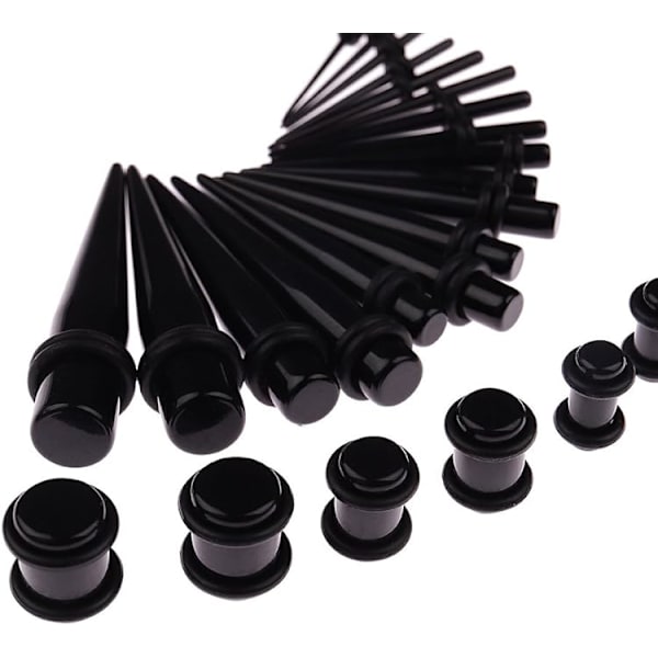 50 stk. ørestrækningssæt 14G-00G - Akryl Tapers og Plugs