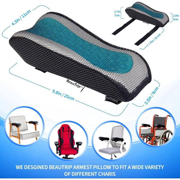 Set med 2 armstödsöverdrag för kontorsstolar - Skum armbågsstöd med