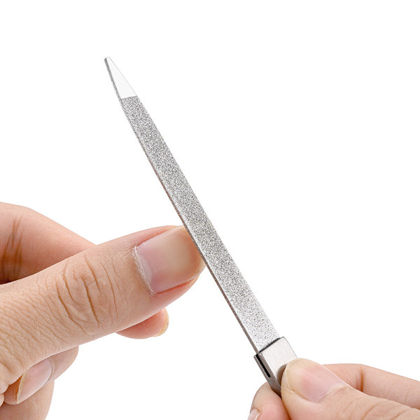 2 stk. Diamant Neglefil i Rustfrit Stål Dobbeltsidet Neglefil Met