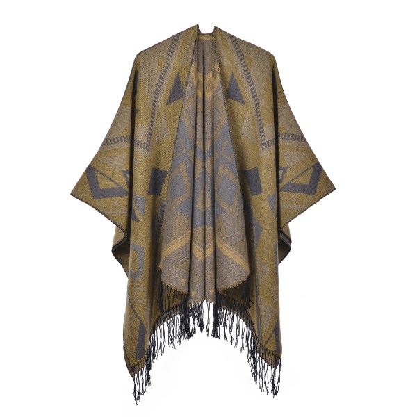Elegant og varmt etnisk poncho-sjal for kvinner