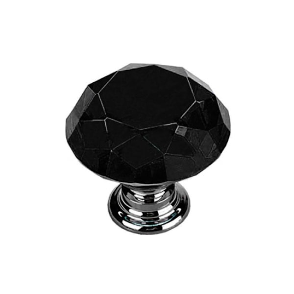 Knapper 2 stk. - Diamant / Krystal Sort med sølvfod Sort