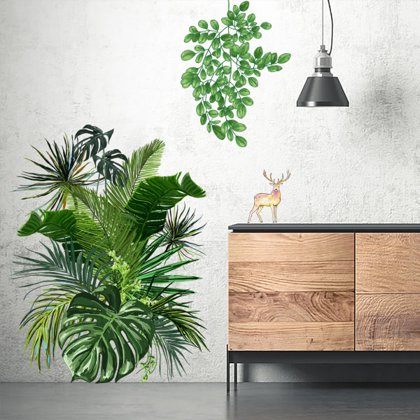 Gör-det-själv-väggdekal Tropiska växtblad Palmträd Väggmålningar Avtagbar W