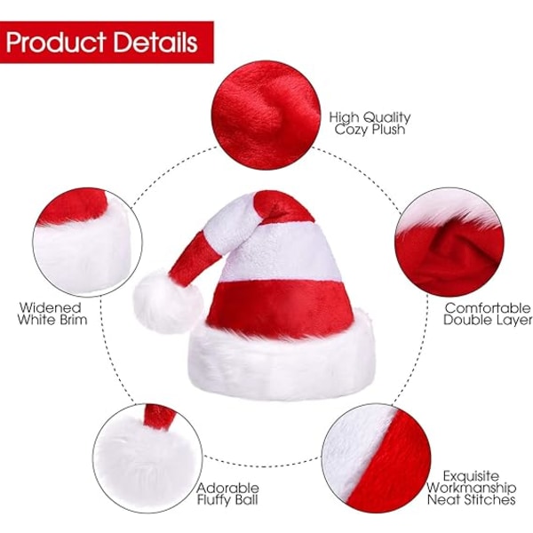 1pc Red and White Christmas Hat, Santa Claus Hat Adults for Women