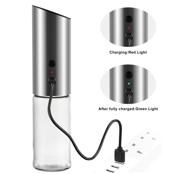 Automatisk salt- og pepperkvern elektrisk krydderkvern med LED-lampe A