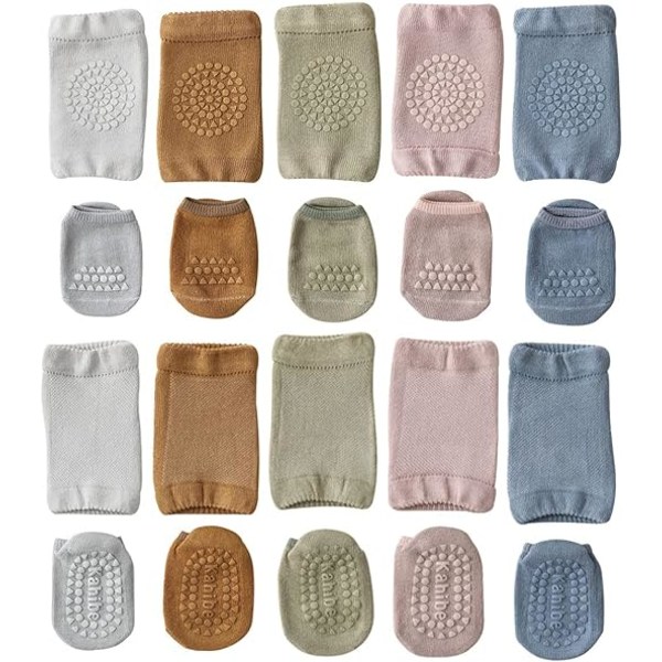 Halkskyddande knäskydd och strumpor för småbarn, set för babypojkar och flickor