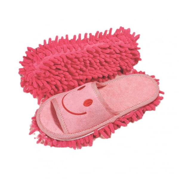 Pink mellemstørrelse (størrelse 39-42) smiley-ansigt moppeslippers kan være