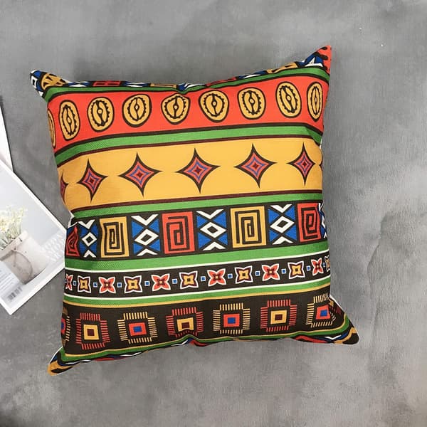Set med 4 dekorativa kuddfodral i bomull och linne i etnisk stil för soffa, sovrum, hem 45 x 45 cm