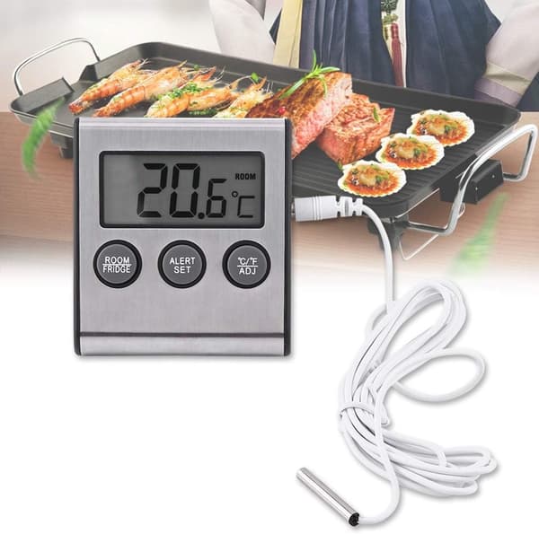 Kjøleskapstermometer, digitalt LCD-termometer med probe