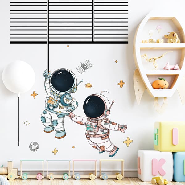 Set Spaceman Pattern Seinä Tarrat Fadeless Pvc Korkea Kestävyys B