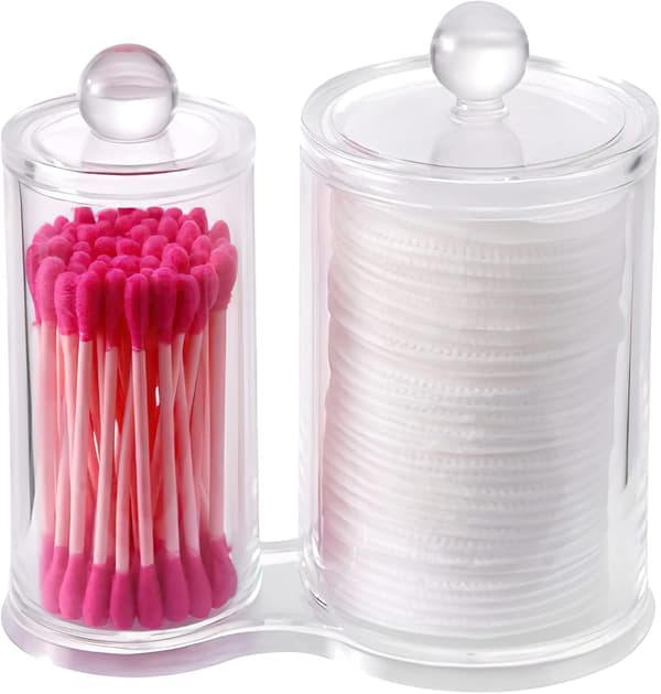 Bomullsbox 2 Runda Boxar Transparent Makeup Förvaring för Bomullssw