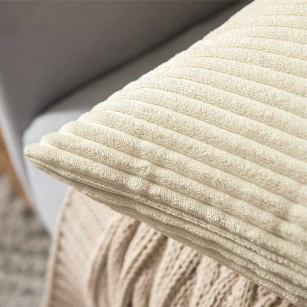Sæt med 2 45x45cm Beige Dekorative Fløjls Pudebetræk Sofa Sof