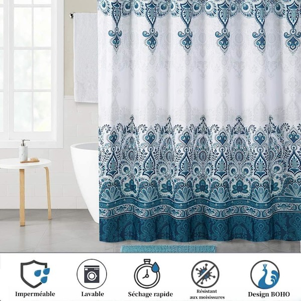 Stof bruseforhæng 180 B x 180 H cm, boheme stil skimmel Res