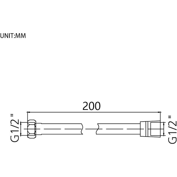 G852-20 Anti-kink hånddusjslange, 2,0 m dusjslange, gummi, hv