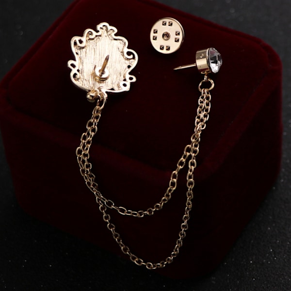 4 st Gem Brosch Lapel Pin Kedja För Herr Kostym Kvast Krage Kedjor
