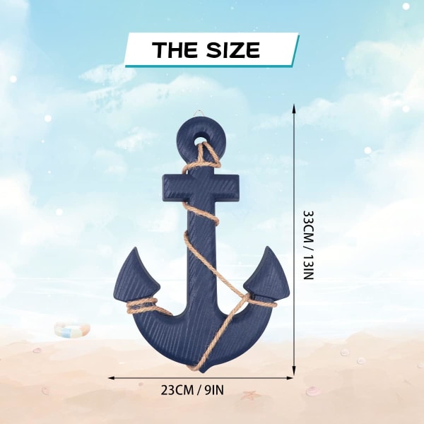2 stk. 28CM træskibshjul og 33CM træanker med reb Bo