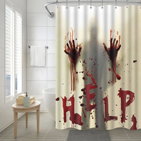 Halloween duschdraperi, 180x180cm Horror Bloody Hands Waterproof