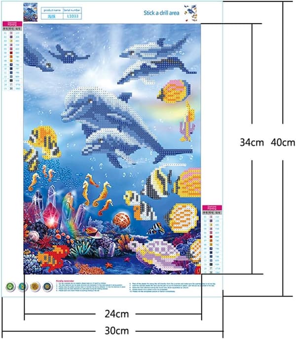 30*40CM Fuld diamant broderi kit, 5D DIY diamantmaleri, fuld