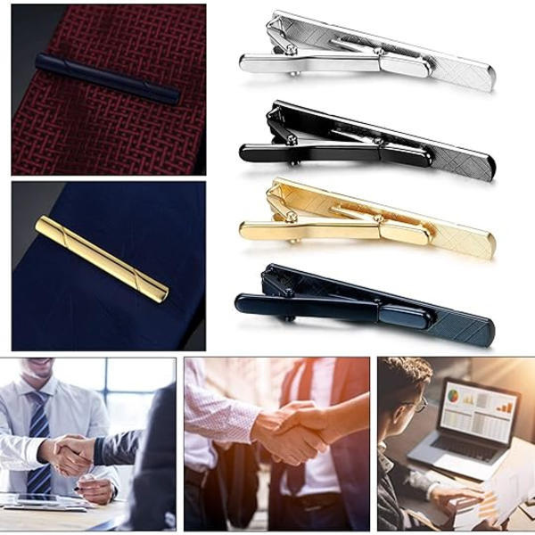 4 stk. slips til mænd - slipsenål til almindelige slips til bryllup og forretning