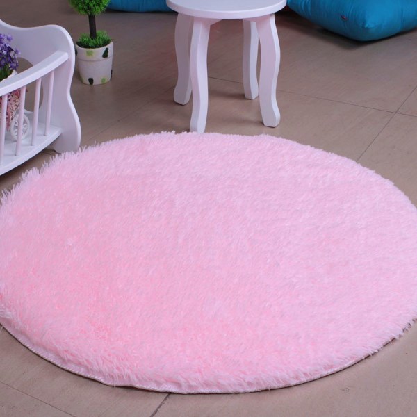 Gulvtæppe, skridsikker tæppe, vaskbar imiteret plys-tæppe vinduespynte (1 pink)