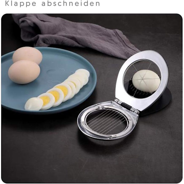 Rostfritt stål ägg och äggskärare med 2 i 1 hållbar metallskiva