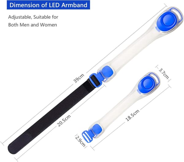LED-armbånd, 2 sæt LED-blinkende elastikbånd til nattesport E