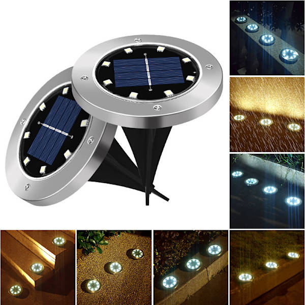 [4-pack] Solcellslampor för marken, 8 LED solcellslampor