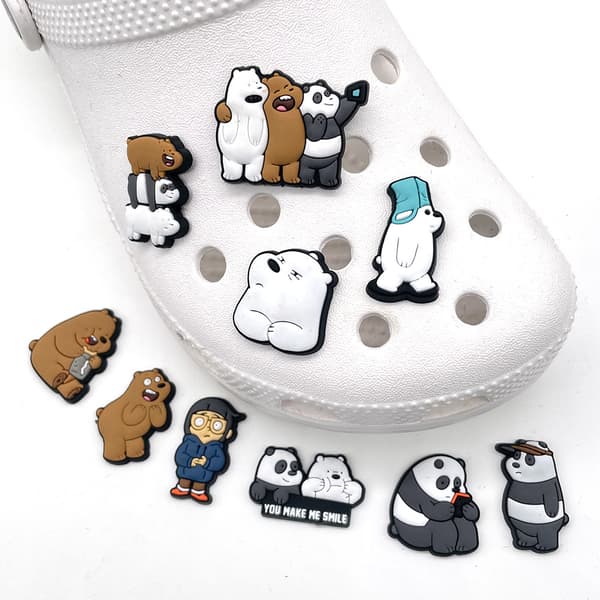 10 stk/sæt Tegneserie Nøgen Bjørn Hule Sko Blomster Sko Spænder Søde P