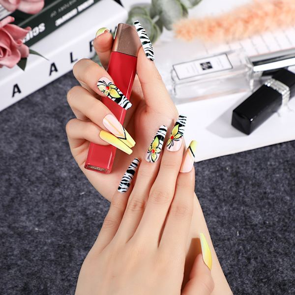 24 Ballet Negle, Gelélim, Bærbare Falske Negle, Manicure Patch