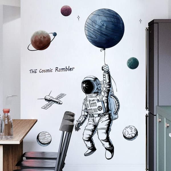 3D astronaut väggklistermärke som väggdekoration för sovrum vardagsrum