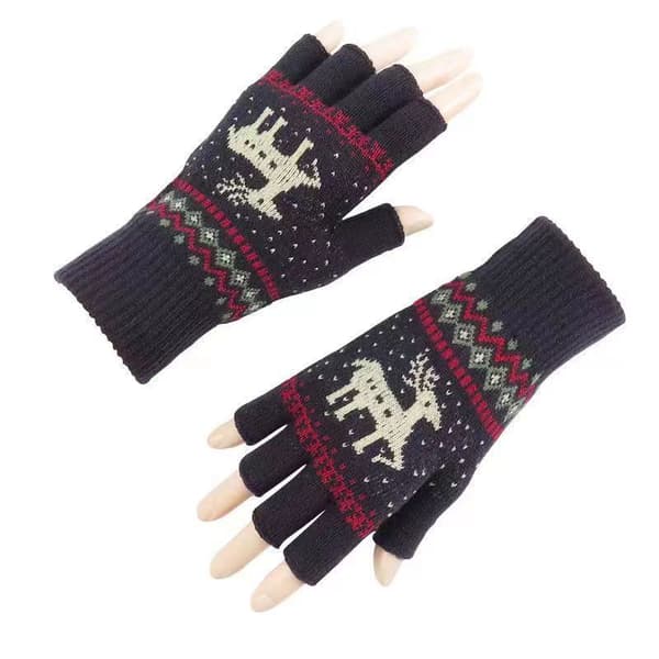1 par sorte unisex vinter halvfingerhandsker vinter varme touch S