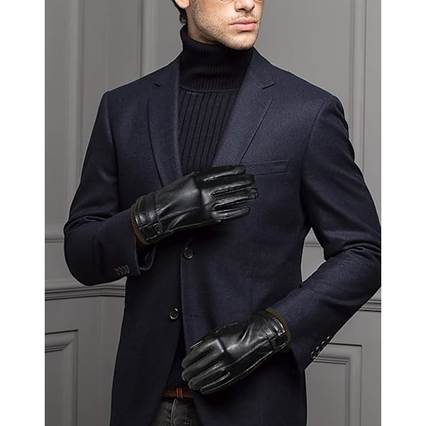 Gants Hiver Chaud PU Cuir écran Tactile pour Homme Femme Thermiqu