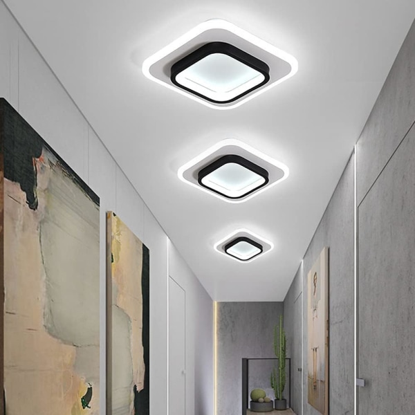 LED Lamps Small Square Nordic Fashion Black Ceiling Light for Cor