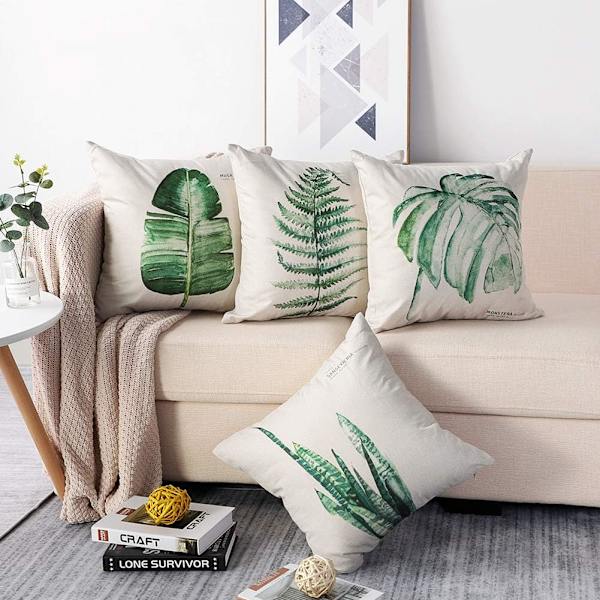 Set med 4 putetrekk 45 x 45 cm Polyester og lin dekorative