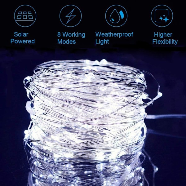 Varmvit Guirlande Lumineuse Exterieur Solaire, [2-pack]