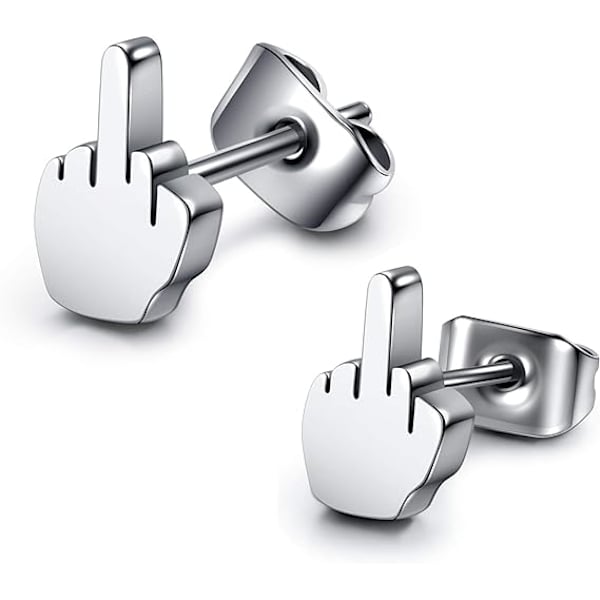 2 par Punk rustfrit stål 20g sølv sort midterste finger øre st