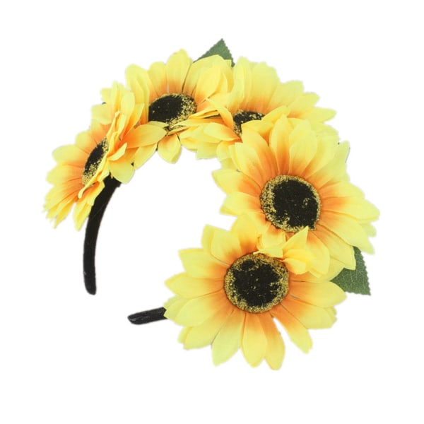 1 stk Solsikke Hodebånd Boho Blad Blomsterkrans Daisy Hårkrans