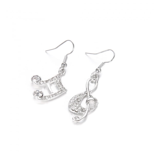 silver Women's Fashion Jewelry Rhinestone Hook Earrings Musical N