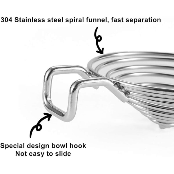Ruostumattomasta teräksestä valmistettu munankeltuaisen erotin - Pitkävartisella munankeltuaisen suodattimella, konepesun kestävä, ei tippa eikä sotkua