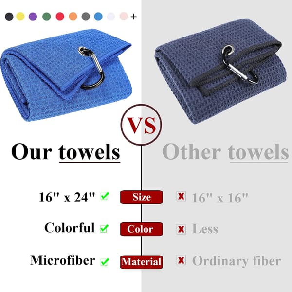 2-pack Tri-fold Golfhanddukar, Premium Mikrofibertyg Våffelmönster