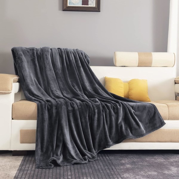 Grå fleecefilt 150x200cm Mjuk fluffig filt för soffor Dubbelsäng/Enkelsäng Stor plyschfilt Mikrofiberflanellfilt