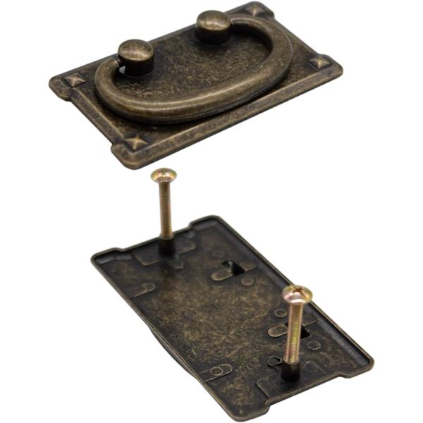 Sæt med 2 antikke foldehåndtag til skuffer, bronzejerndesign, til