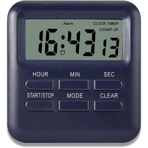 Digital timer med 3 i 1 klokke/alarmklokkefunksjon, magnetisk Ki