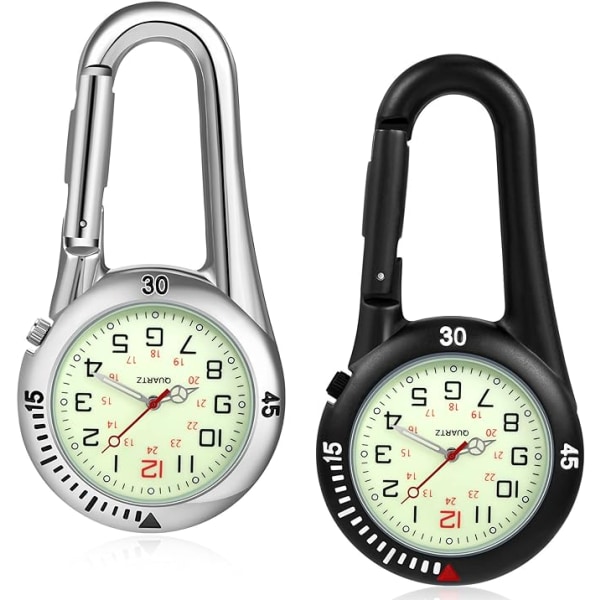 2 deler Clip on Quartz Watch Ryggsekk Fob Belte Watch Glow in The